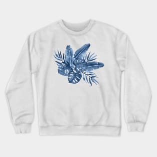 Indigo tropical leaves Crewneck Sweatshirt